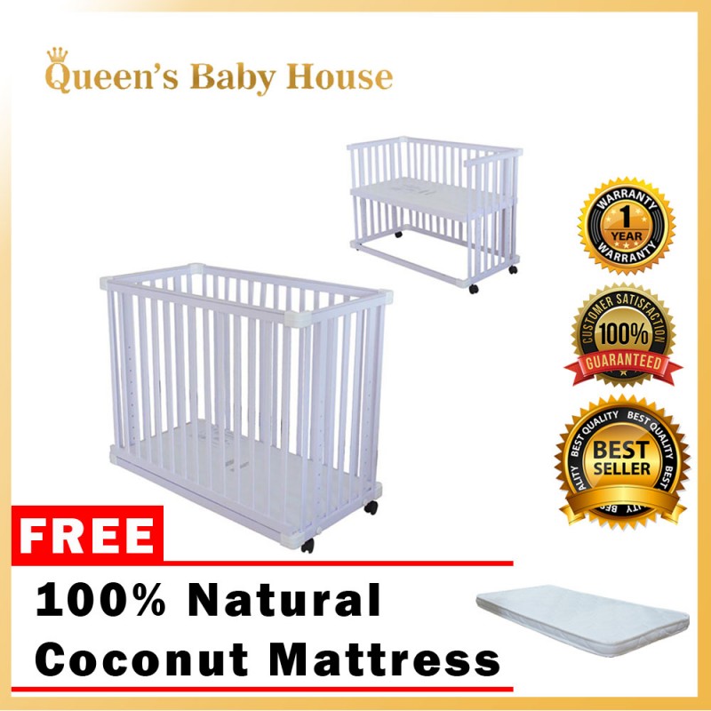 Royalcot R8001 Multi Function Wooden Baby Cot White With Height